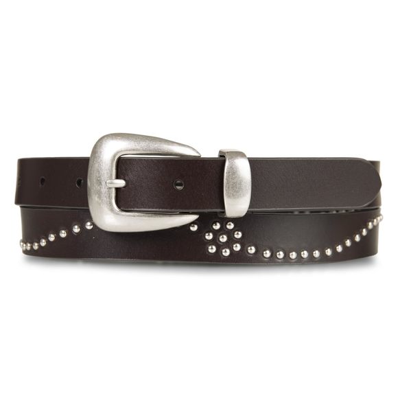 Women Western Style Fashion Belt, Studded Leather-brown, M (28-30